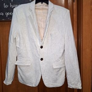 An Unbranded oatmeal color linen blend blazer in multiple sizes. EUC